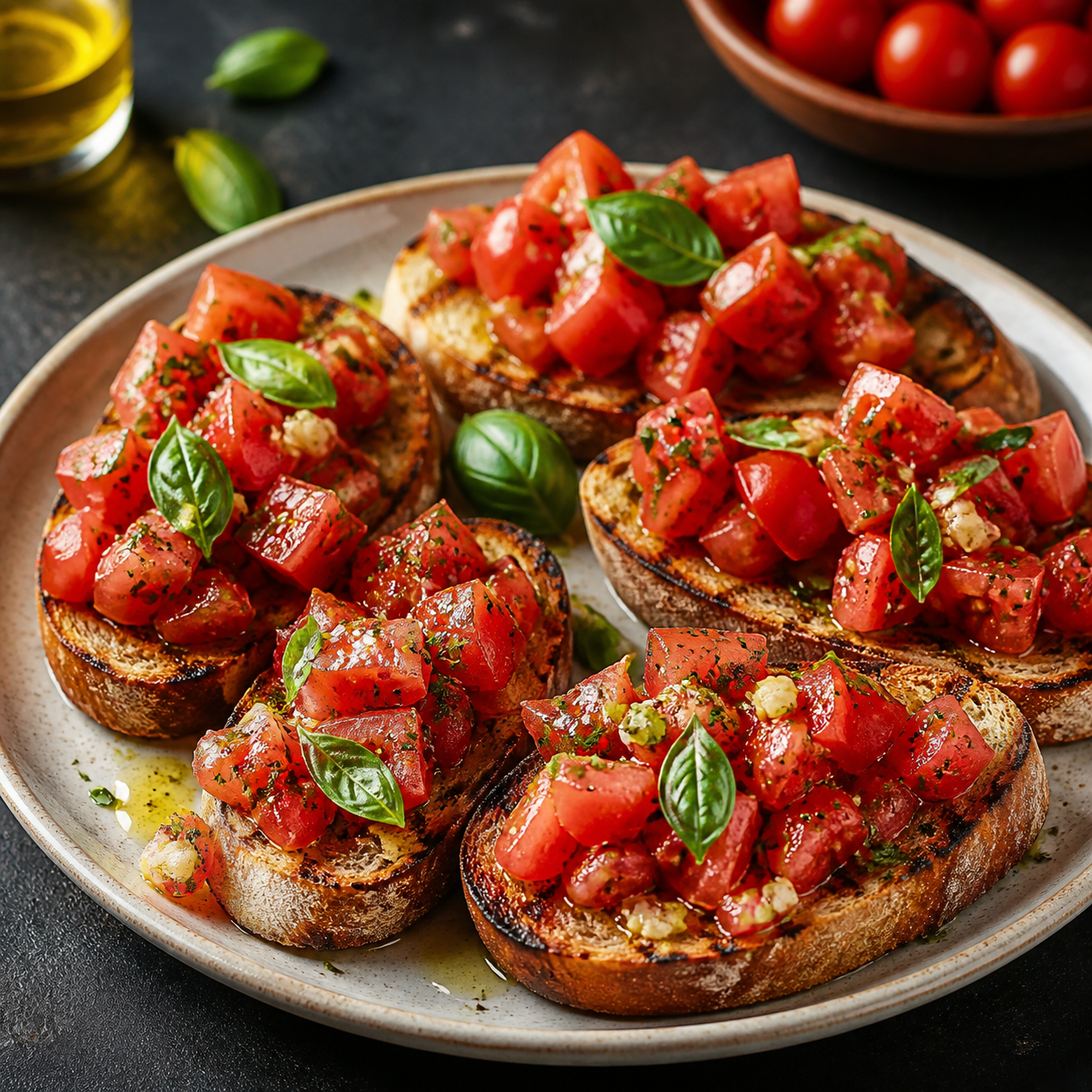 Tomato bruschetta on grilled bread